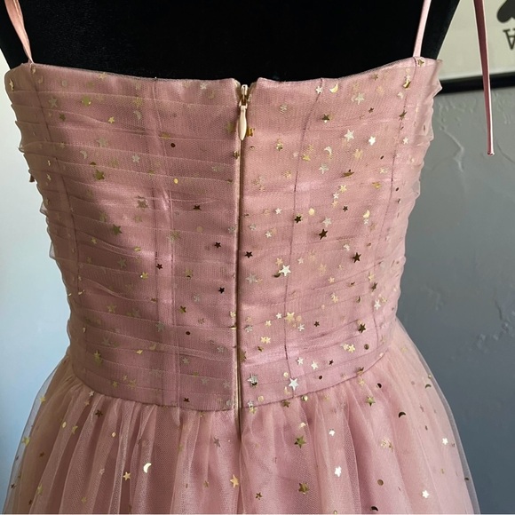 Pink & Gold Tulle Dress with Straps - Picture 5 of 8